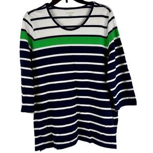 Allison Daley Stripe 3/4 Sleeve Blouse 2X